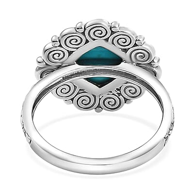 D'Joy Artisan Crafted AAA Sleeping Beauty Turquoise 2.25 ctw Spiral Ring in Black Oxidized Sterling Silver (Size 10.0)