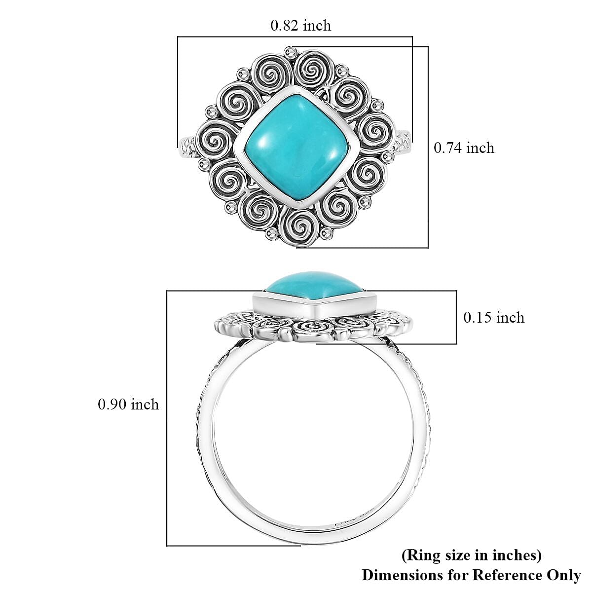 D'Joy Artisan Crafted AAA Sleeping Beauty Turquoise 2.25 ctw Spiral Ring in Black Oxidized Sterling Silver (Size 10.0)