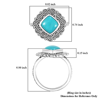 D'Joy Artisan Crafted AAA Sleeping Beauty Turquoise 2.25 ctw Spiral Ring in Black Oxidized Sterling Silver (Size 10.0)
