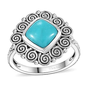 Artisan Crafted AAA Sleeping Beauty Turquoise 2.25 ctw Spiral Ring in Black Oxidized Sterling Silver (Size 7.0)