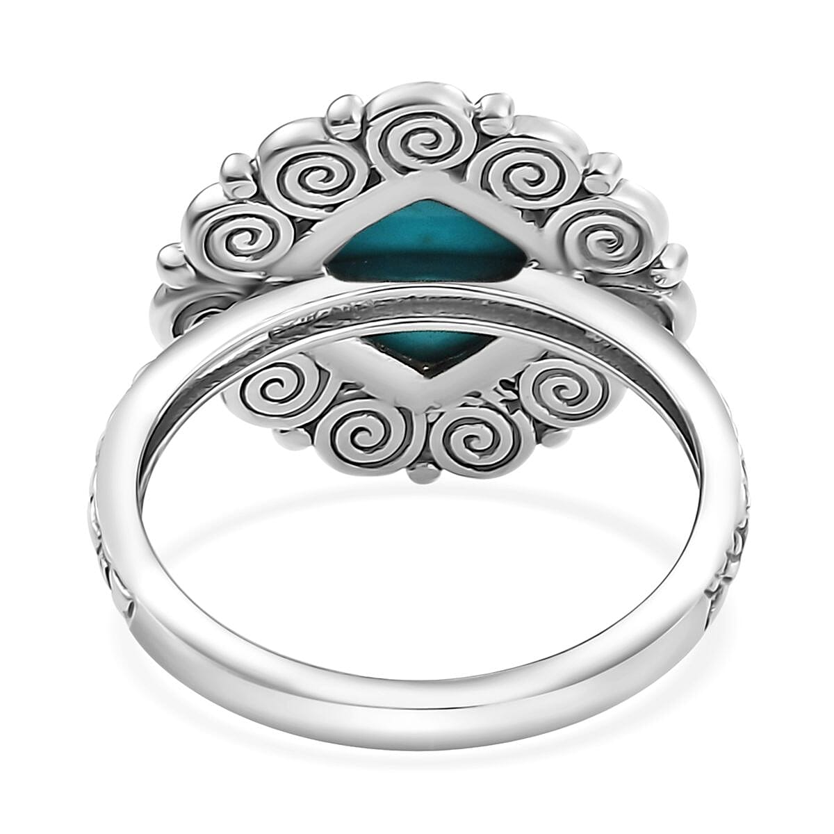 Artisan Crafted AAA Sleeping Beauty Turquoise 2.25 ctw Spiral Ring in Black Oxidized Sterling Silver (Size 7.0) image number 4