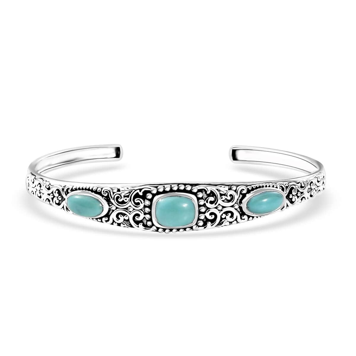 Artisan Crafted Sleeping Beauty Turquoise 4.70 ctw Cuff Bracelet in Sterling Silver (7.25 In) image number 0