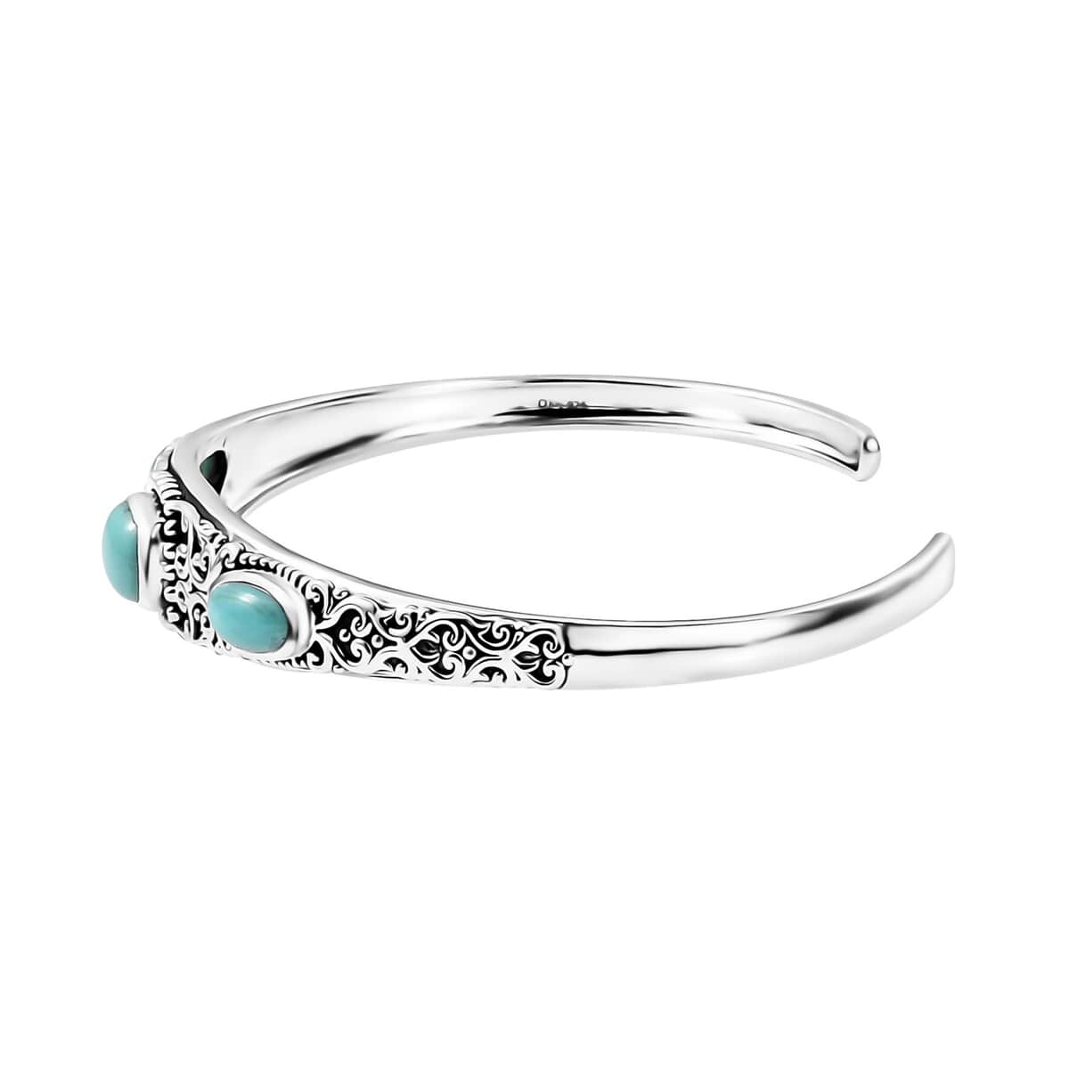 Artisan Crafted Sleeping Beauty Turquoise 4.70 ctw Cuff Bracelet in Sterling Silver (7.25 In) image number 3