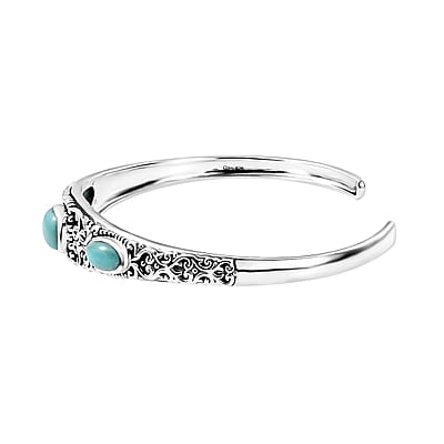 D'Joy Artisan Crafted Sleeping Beauty Turquoise 4.70 ctw Cuff Bracelet in Sterling Silver (7.25 In)