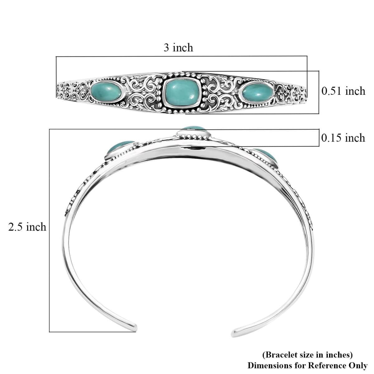 Artisan Crafted Sleeping Beauty Turquoise 4.70 ctw Cuff Bracelet in Sterling Silver (7.25 In) image number 5