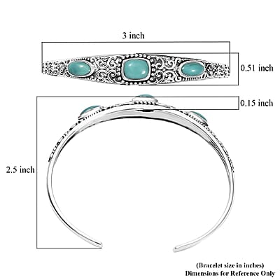 D'Joy Artisan Crafted Sleeping Beauty Turquoise 4.70 ctw Cuff Bracelet in Sterling Silver (7.25 In)
