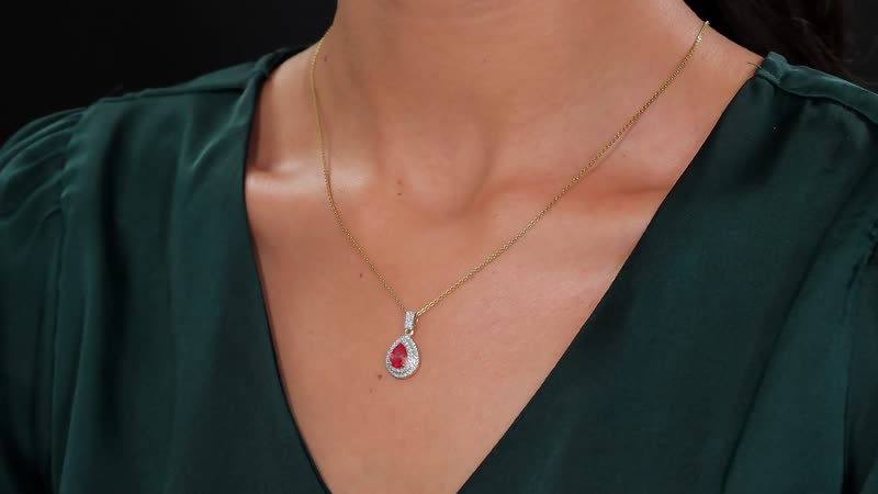 Epic Deal Luxoro 14K Yellow Gold AAA Padparadscha Sapphire (BT), Diamond (G-H, I2) (0.35 cts) Double Halo Pendant 1.40 ctw