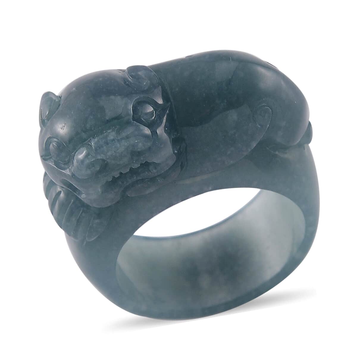 Natural Olmec Jadeite 60.00 ctw Carved Pixiu Band Ring (Size 10.0) image number 0