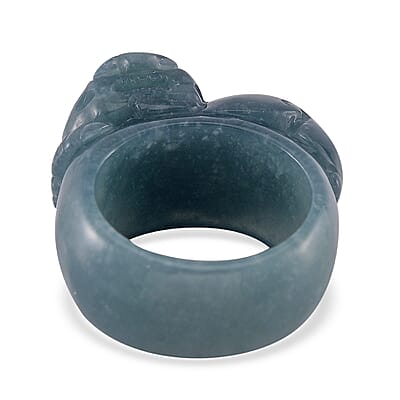 Natural Olmec Jadeite 60.00 ctw Carved Pixiu Band Ring (Size 10.0)