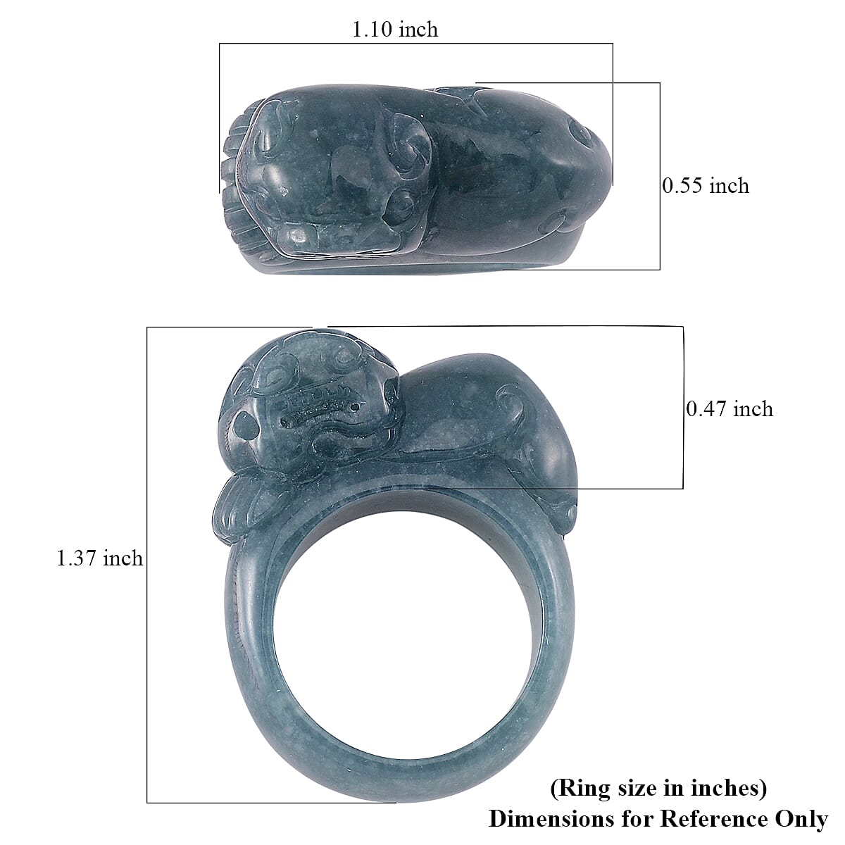 Natural Olmec Jadeite 60.00 ctw Carved Pixiu Band Ring (Size 10.0)