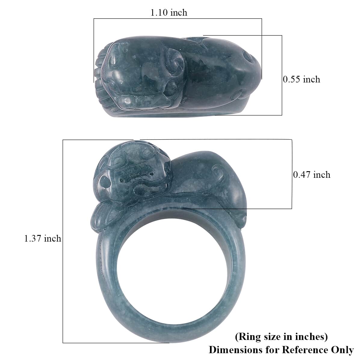 Natural Olmec Jadeite 60.00 ctw Carved Pixiu Band Ring (Size 10.0) image number 4