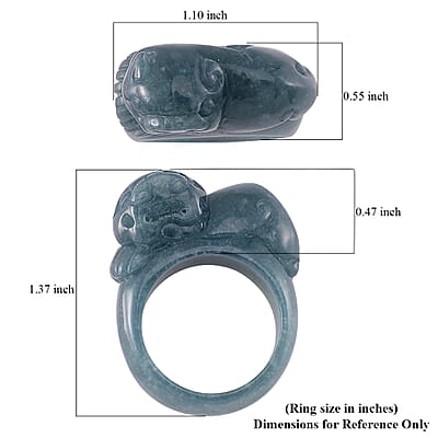 Natural Olmec Jadeite 60.00 ctw Carved Pixiu Band Ring (Size 10.0)
