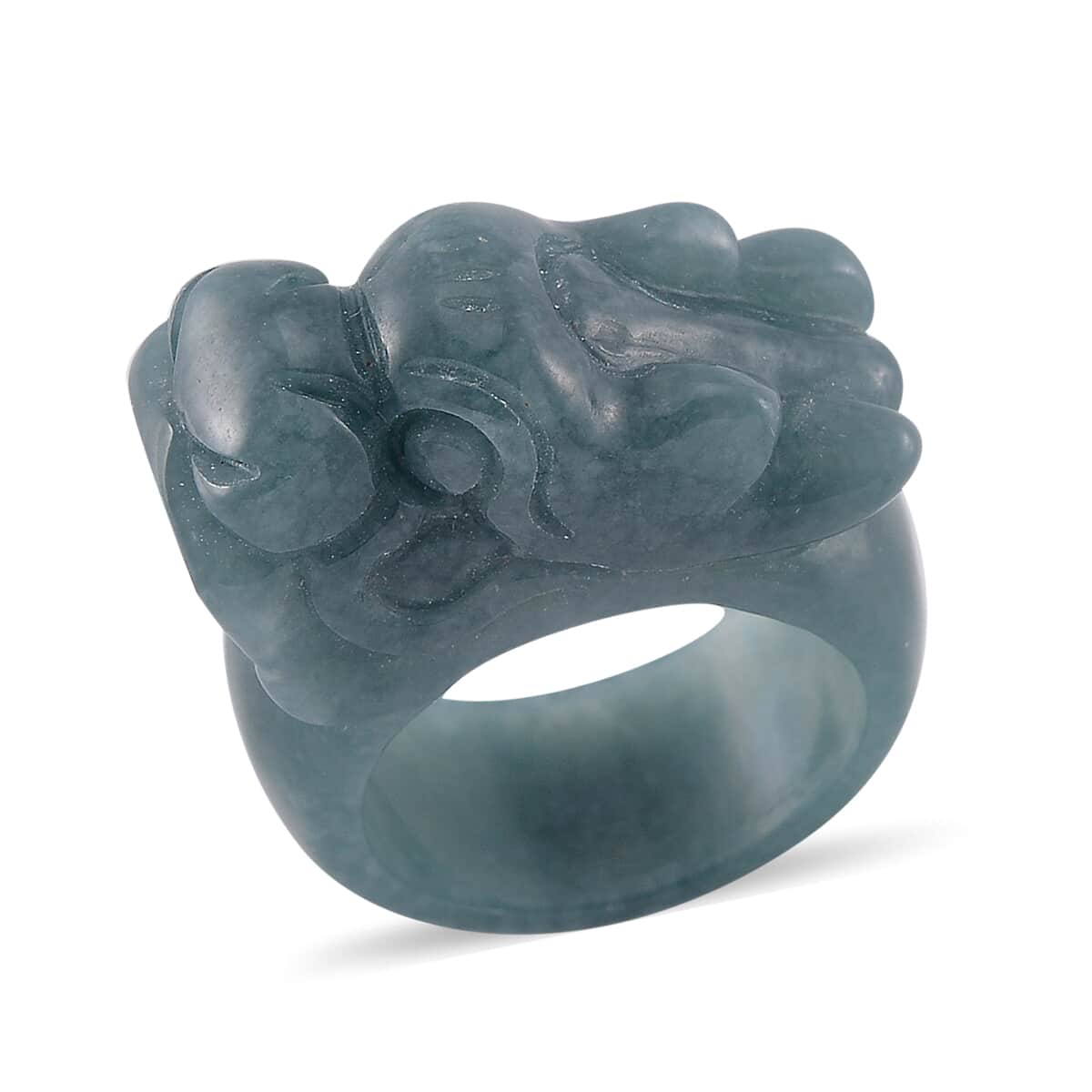 Natural Olmec Jadeite 60.00 ctw Carved Dragon Band Ring (Size 10.0) image number 0