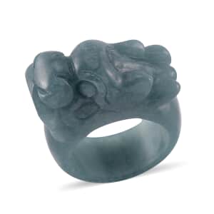 Natural Olmec Jadeite 60.00 ctw Carved Dragon Band Ring (Size 10.0)