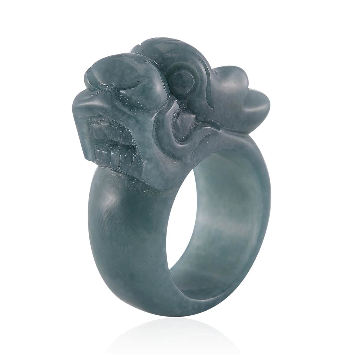 Natural Olmec Jadeite 60.00 ctw Carved Dragon Band Ring (Size 10.0) image number 2