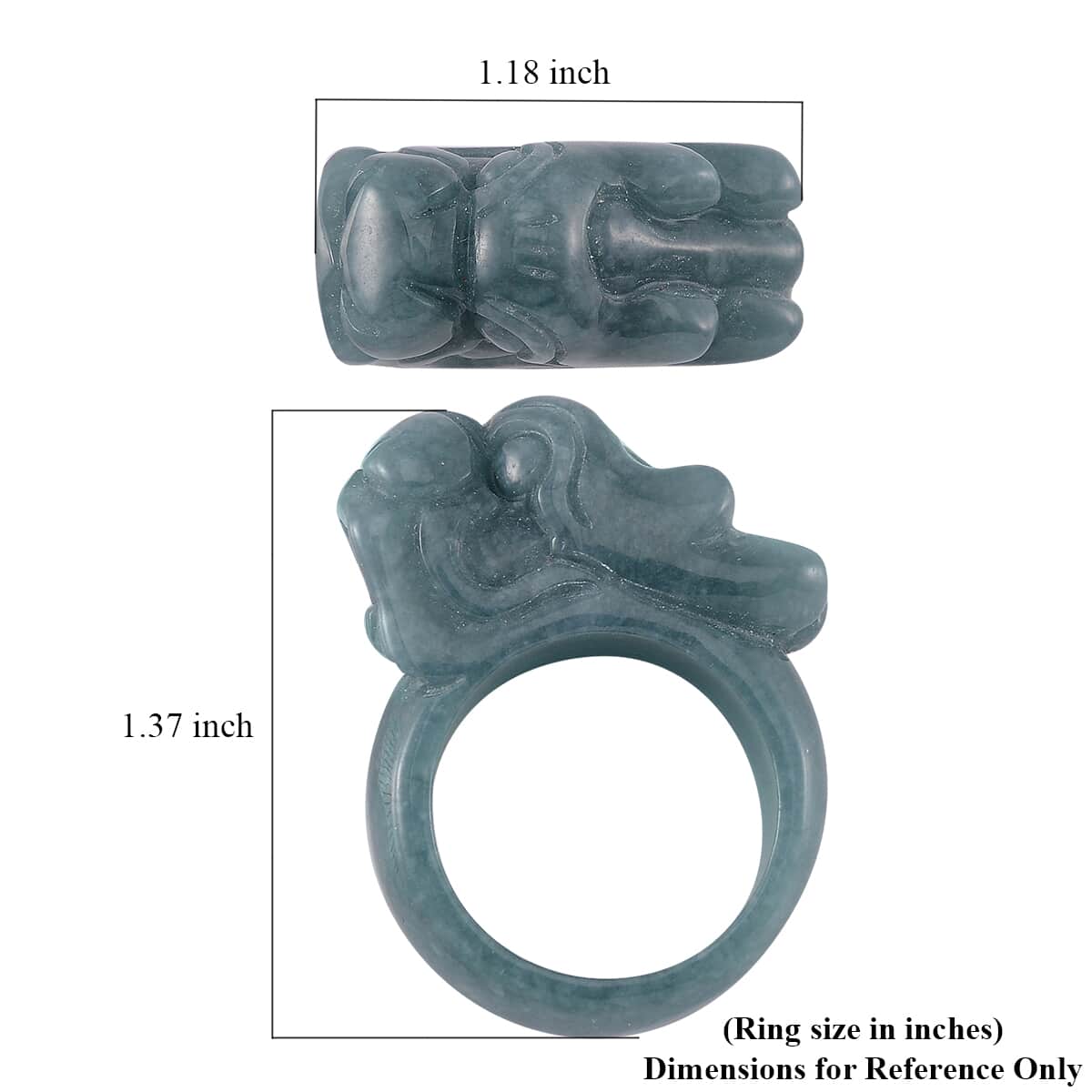 Natural Olmec Jadeite 60.00 ctw Carved Dragon Band Ring (Size 10.0) image number 4