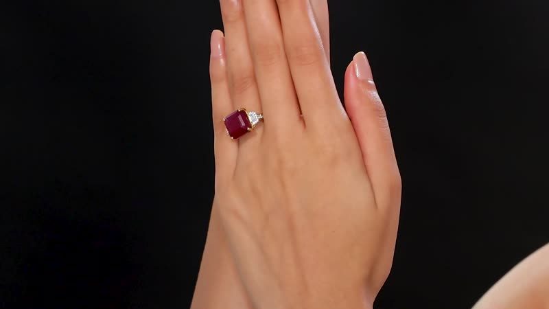Premium Niassa Ruby (FF), White Zircon Ring in 18K Vermeil YG Over Sterling Silver (Size 10.0) 14.30 ctw