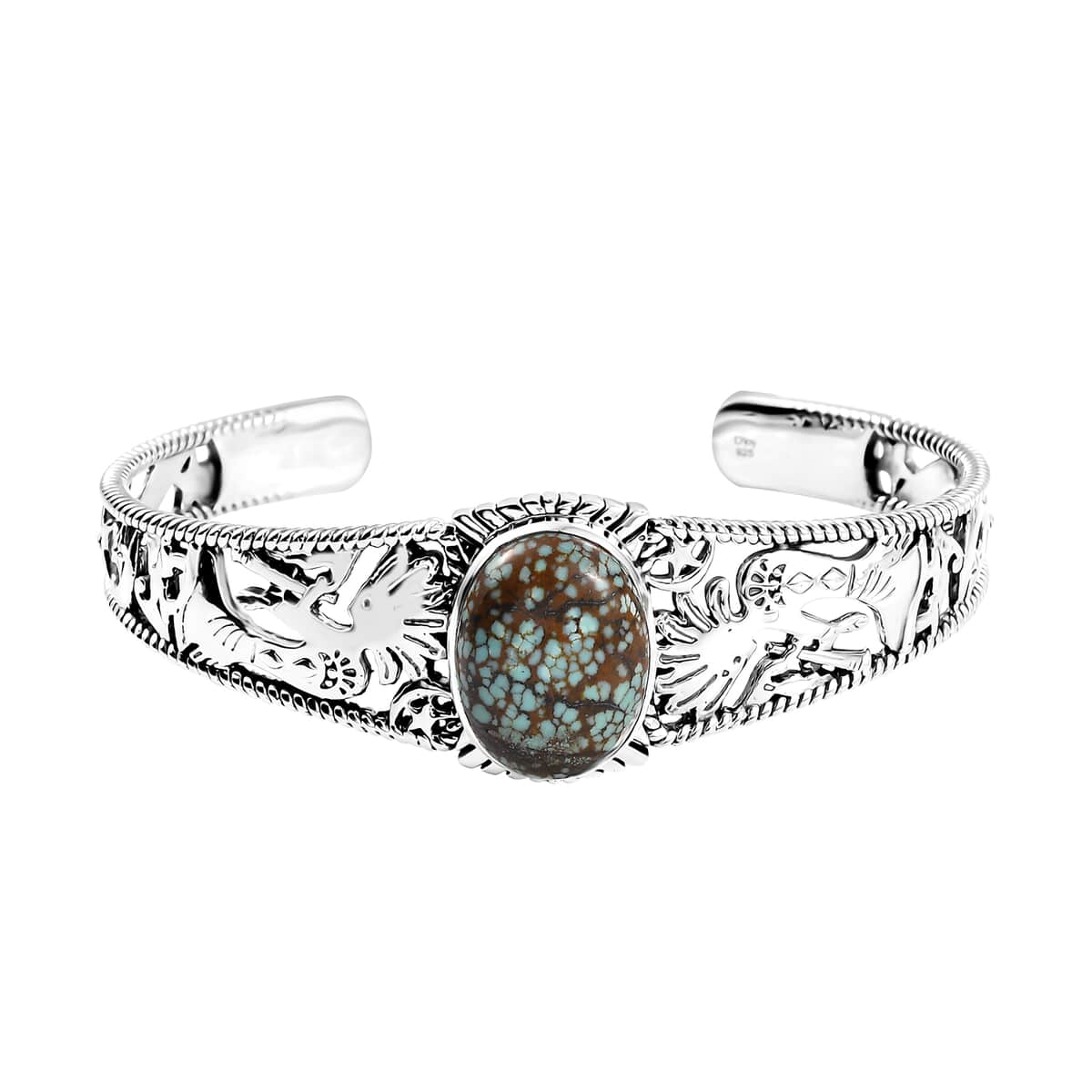 Artisan Crafted Blue Horizon Turquoise 12.10 ctw Kokopelli Cuff Bracelet in Sterling Silver image number 0