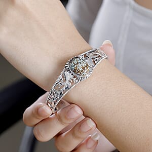 D'Joy Artisan Crafted Blue Horizon Turquoise 12.10 ctw Kokopelli Cuff Bracelet in Sterling Silver