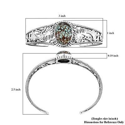 D'Joy Artisan Crafted Blue Horizon Turquoise 12.10 ctw Kokopelli Cuff Bracelet in Sterling Silver