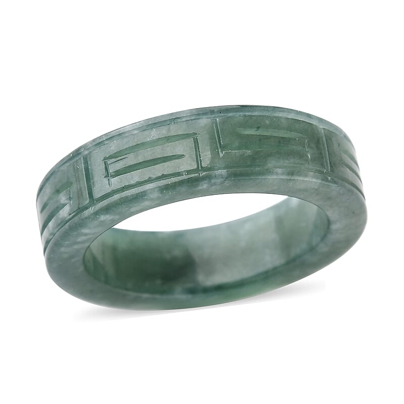 Natural Olmec Jadeite 35.00 ctw Carved Band Ring (Size 10.0)