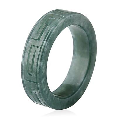 Natural Olmec Jadeite 35.00 ctw Carved Band Ring (Size 10.0)