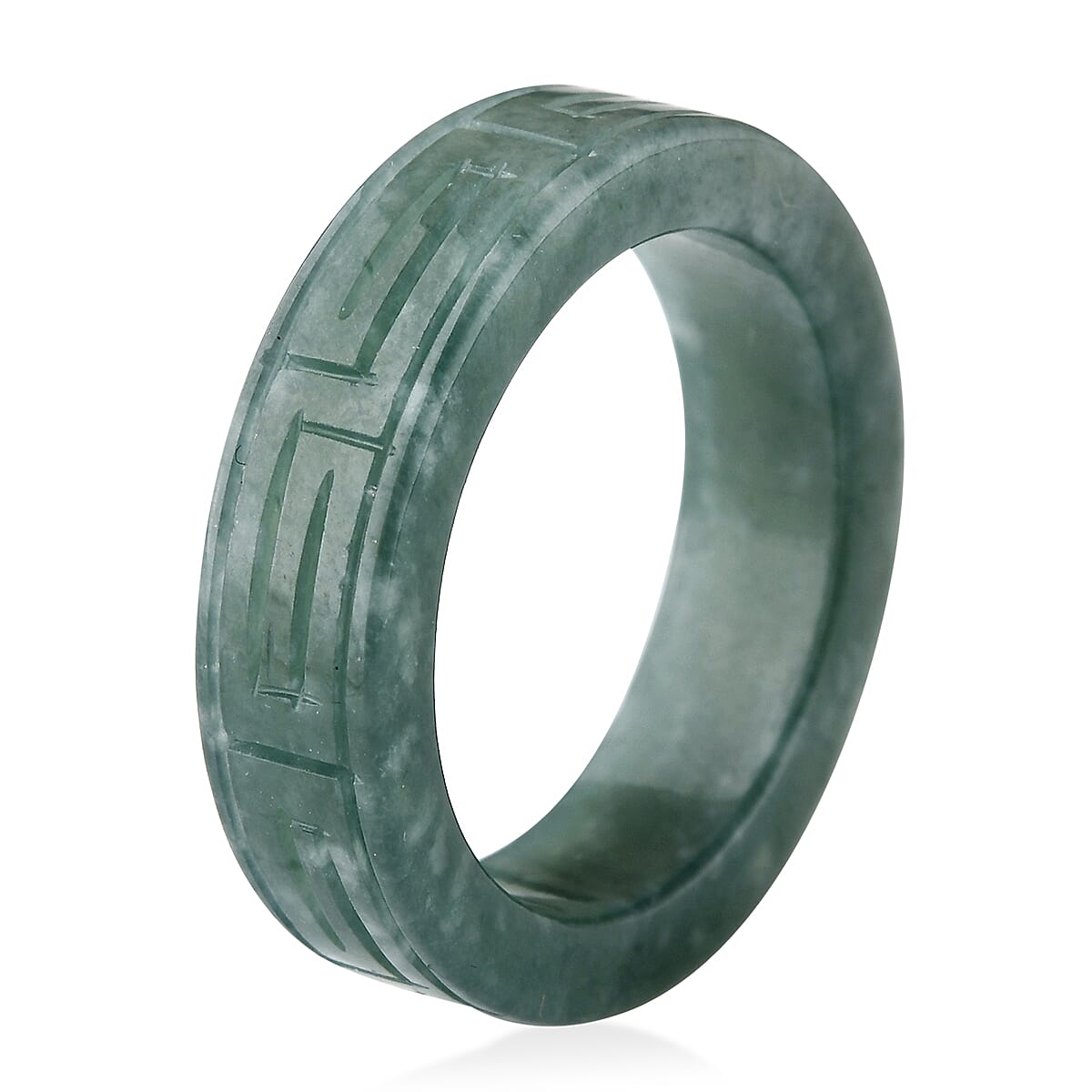 Natural Olmec Jadeite 35.00 ctw Carved Band Ring (Size 6.0)