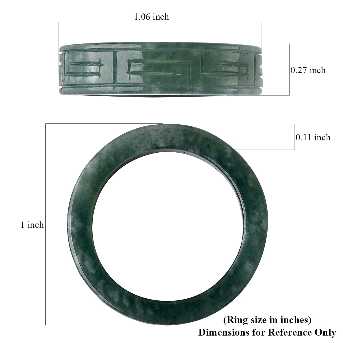 Natural Olmec Jadeite 35.00 ctw Carved Band Ring (Size 6.0)