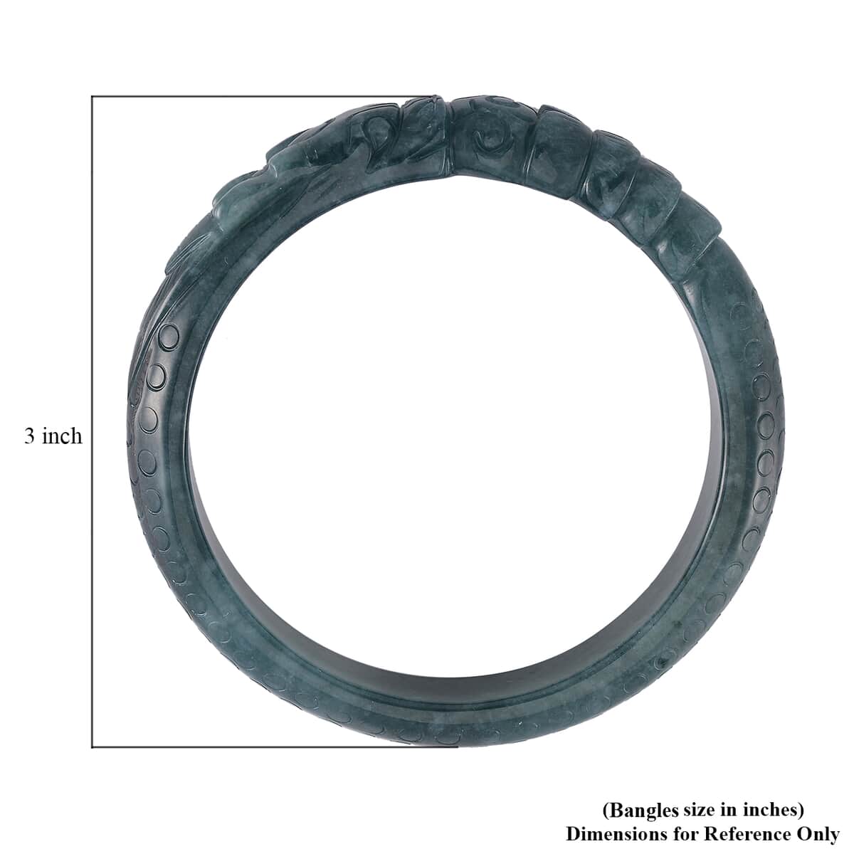 Natural Olmec Jadeite 280.00 ctw Carved Dragon Bangle Bracelet (7.0 In) image number 4