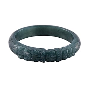 Natural Olmec Jadeite 280.00 ctw Carved Dragon Bangle Bracelet (7.50 In)