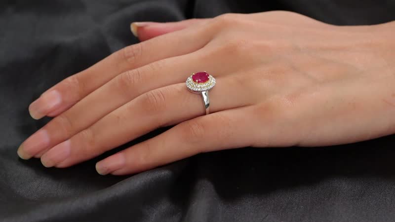 Niassa Ruby (FF), White Zircon Ring in 18K Vermeil YG and Rhodium Over Sterling Silver (Size 10.0) 2.70 ctw