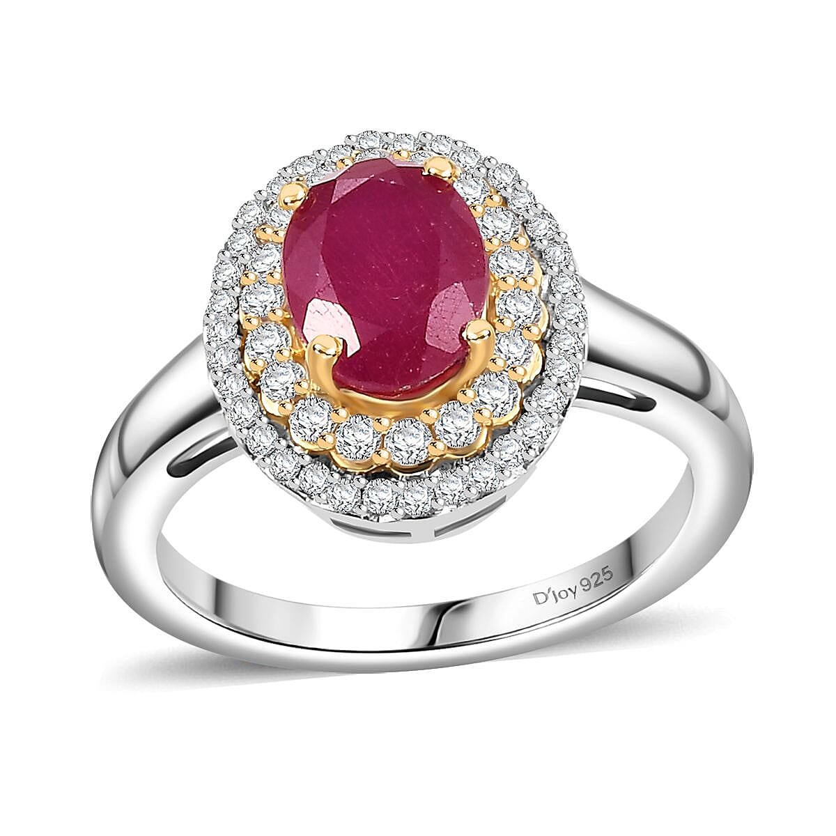 Buy D'Joy Niassa Ruby (FF) and White Zircon 2.70 ctw Double Halo