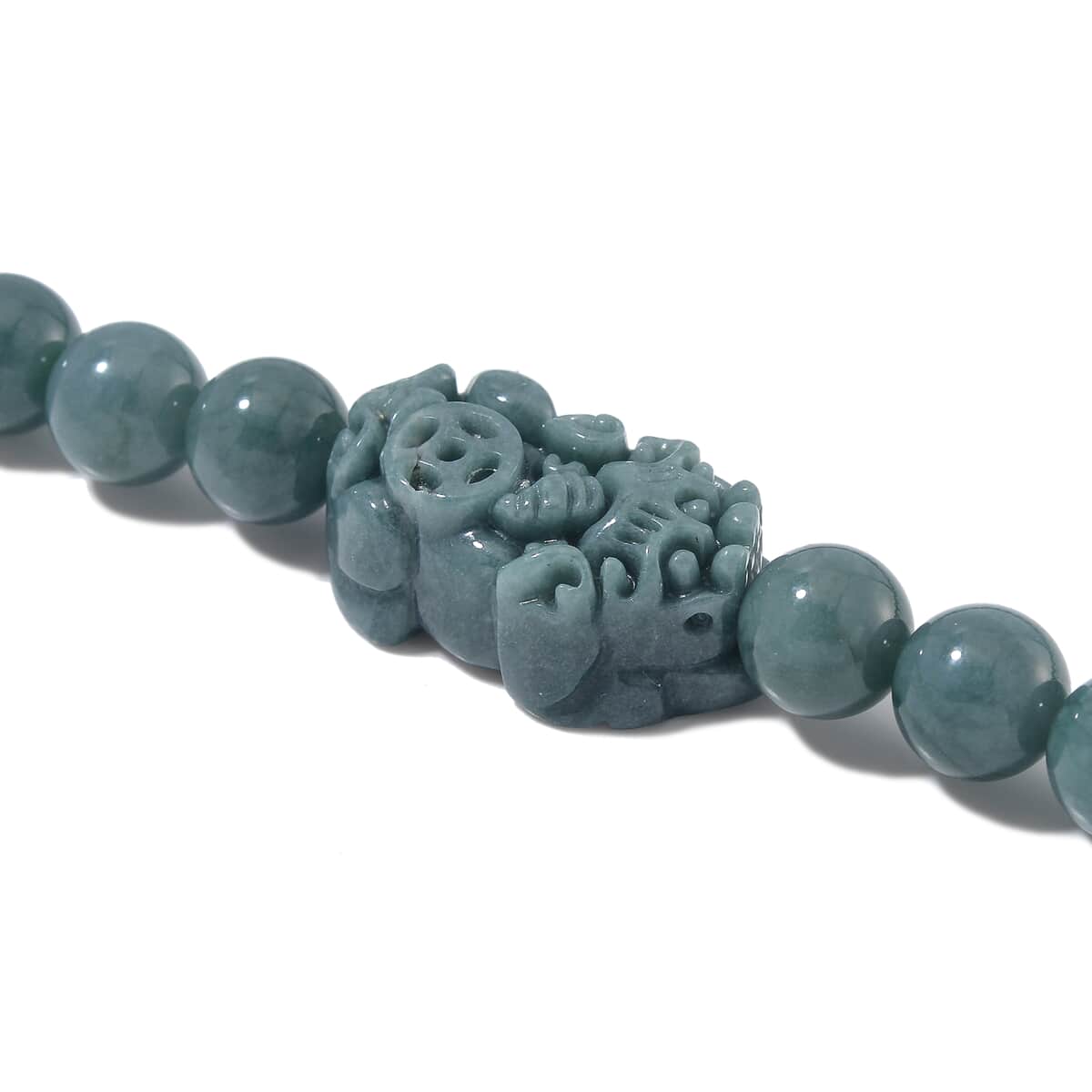 Natural Olmec Jadeite 450.00 ctw Carved Pixiu Knotted Necklace in Rhodium Over Sterling Silver 20 Inches image number 3