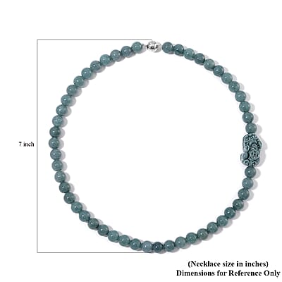 Natural Olmec Jadeite 450.00 ctw Carved Pixiu Knotted Necklace in Rhodium Over Sterling Silver 20 Inches