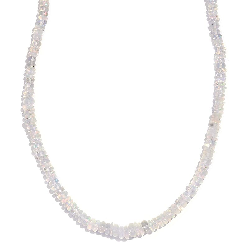 Ethiopian Welo Opal 34.00 ctw Beaded Necklace in Vermeil Yellow Gold Over Sterling Silver 18-20 Inches