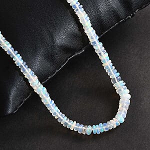 Ethiopian Welo Opal 34.00 ctw Beaded Necklace in Vermeil Yellow Gold Over Sterling Silver 18-20 Inches