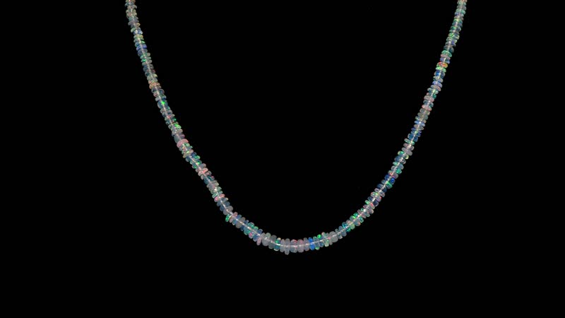 Ethiopian Welo Opal 34.00 ctw Beaded Necklace in Vermeil Yellow Gold Over Sterling Silver 18-20 Inches