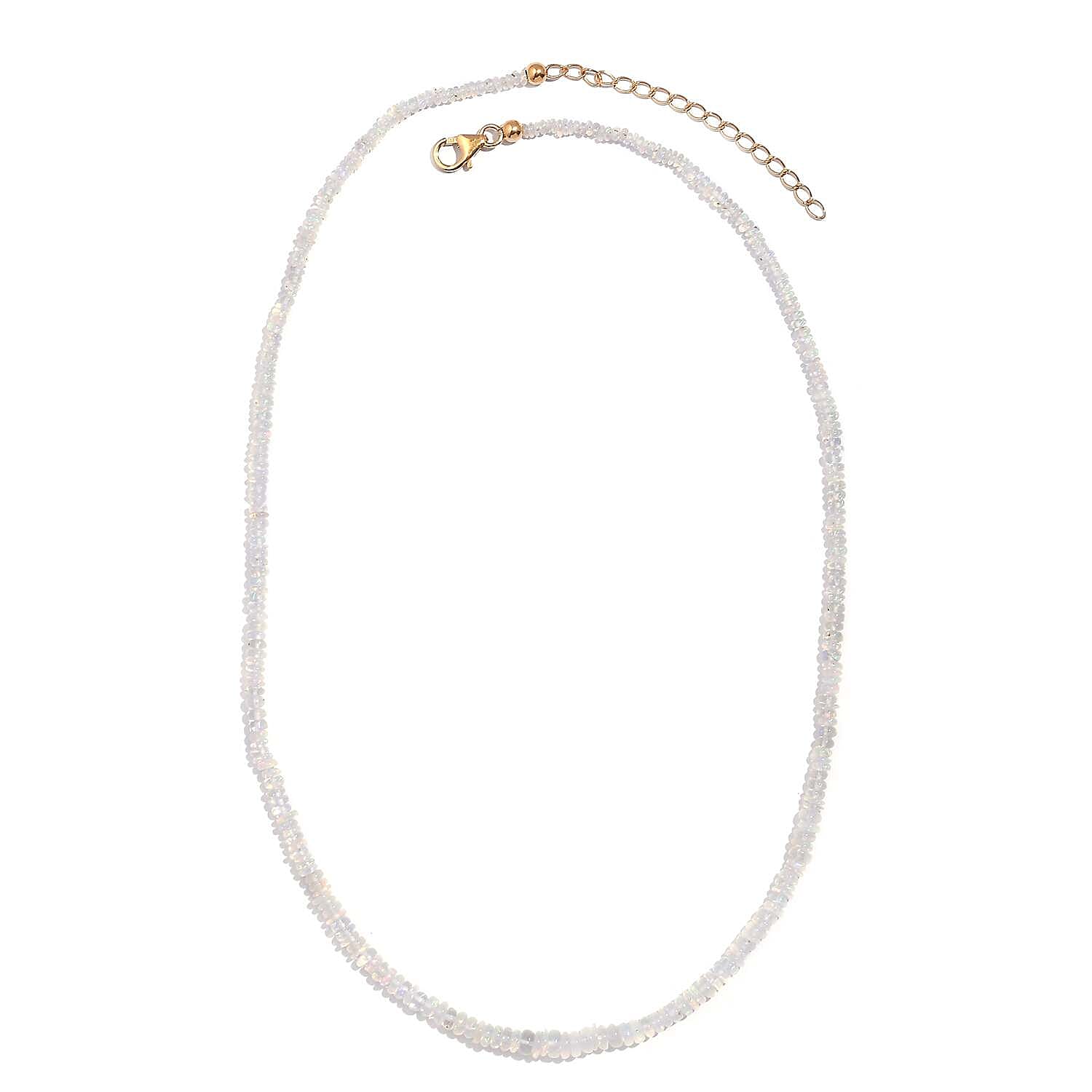 Ethiopian Welo Opal 34.00 ctw Beaded Necklace in Vermeil Yellow Gold Over Sterling Silver 18-20 Inches