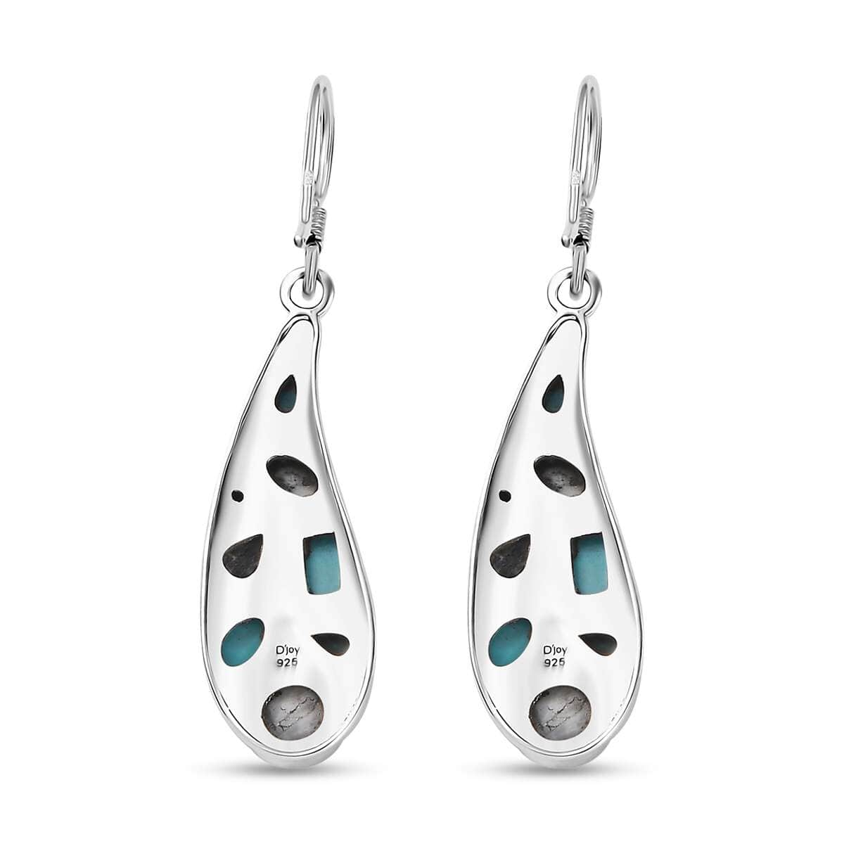 Artisan Crafted Sleeping Beauty Turquoise and White Buffalo 6.10 ctw Earrings in Sterling Silver image number 4