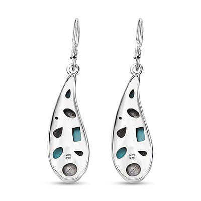 D'Joy Artisan Crafted Sleeping Beauty Turquoise and White Buffalo 6.10 ctw Earrings in Sterling Silver