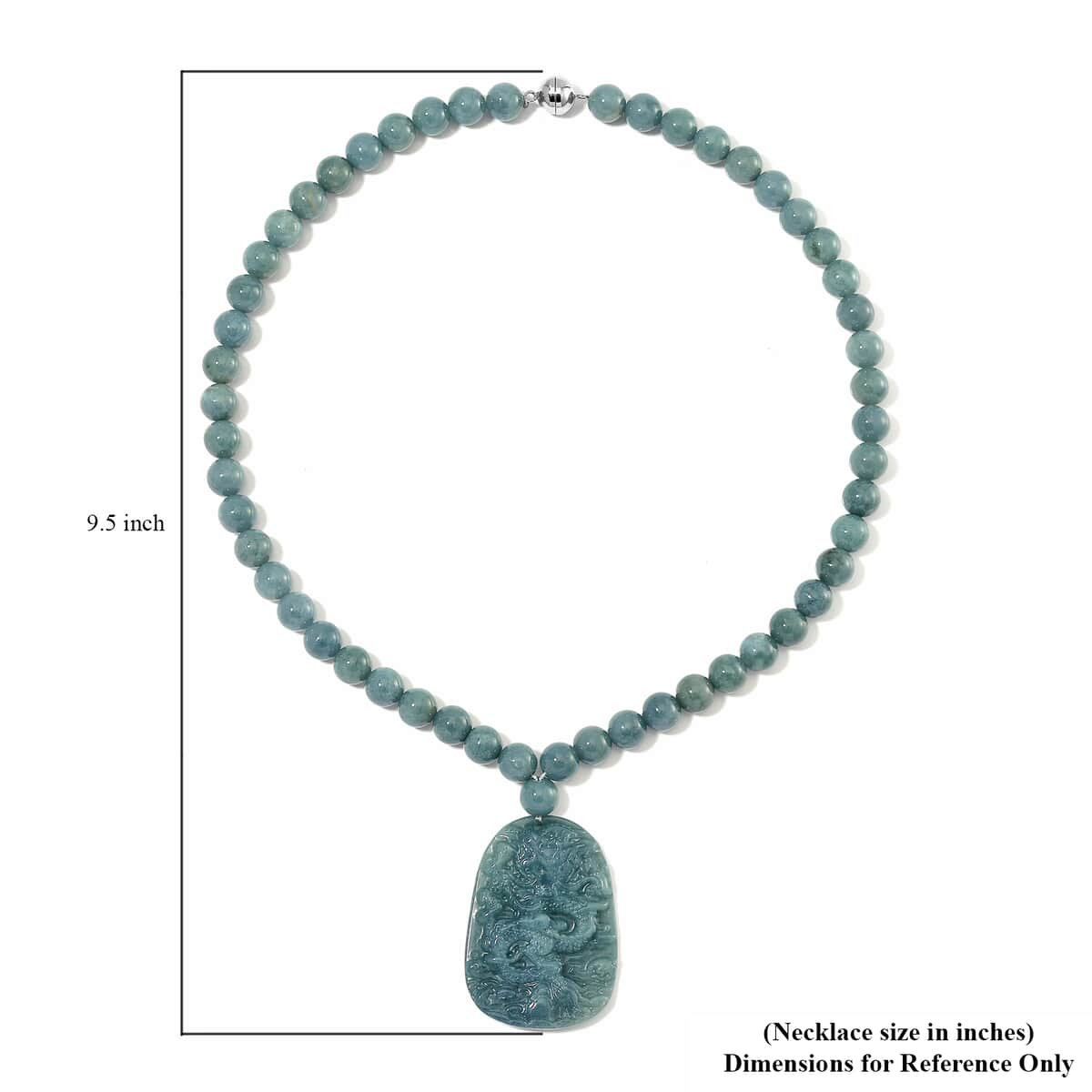 Natural Olmec Jadeite 550.00 ctw Dragon Carved and Beaded Necklace in Rhodium Over Sterling Silver 20 Inches image number 6