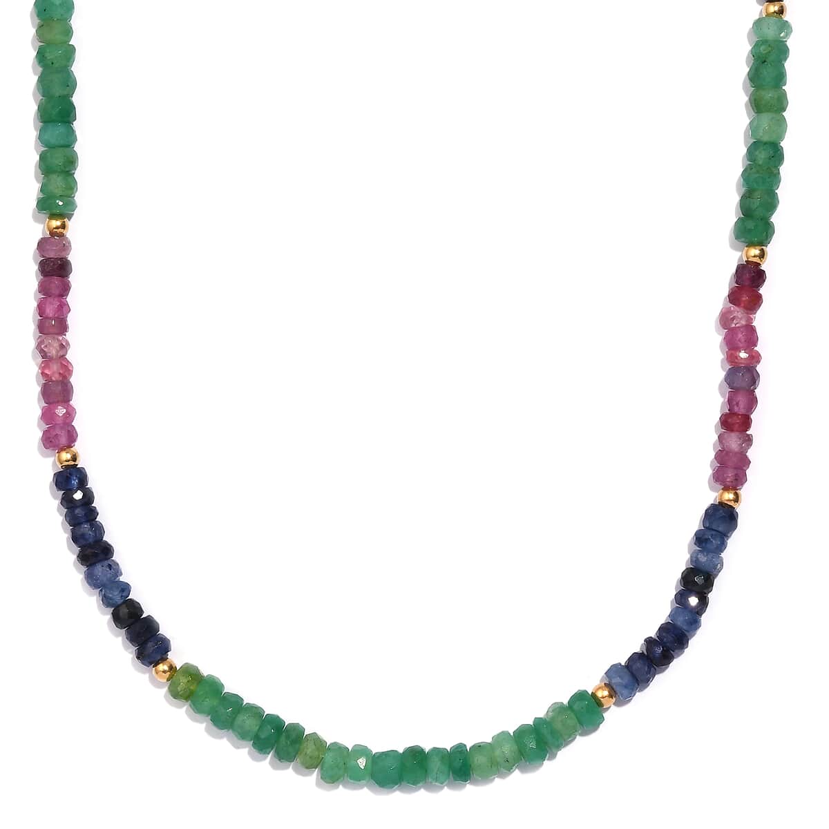 Multi Sapphire Beaded 60 ctw Necklace 18 Inches in Vermeil Yellow Gold Over Sterling Silver image number 0