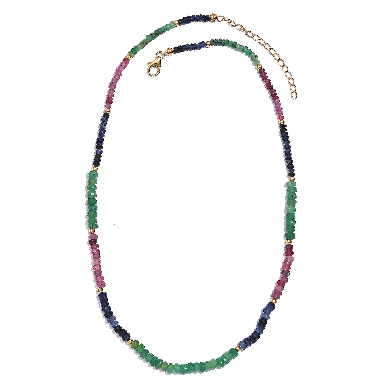 Multi Sapphire Beaded 60 ctw Necklace 18 Inches in Vermeil Yellow Gold Over Sterling Silver