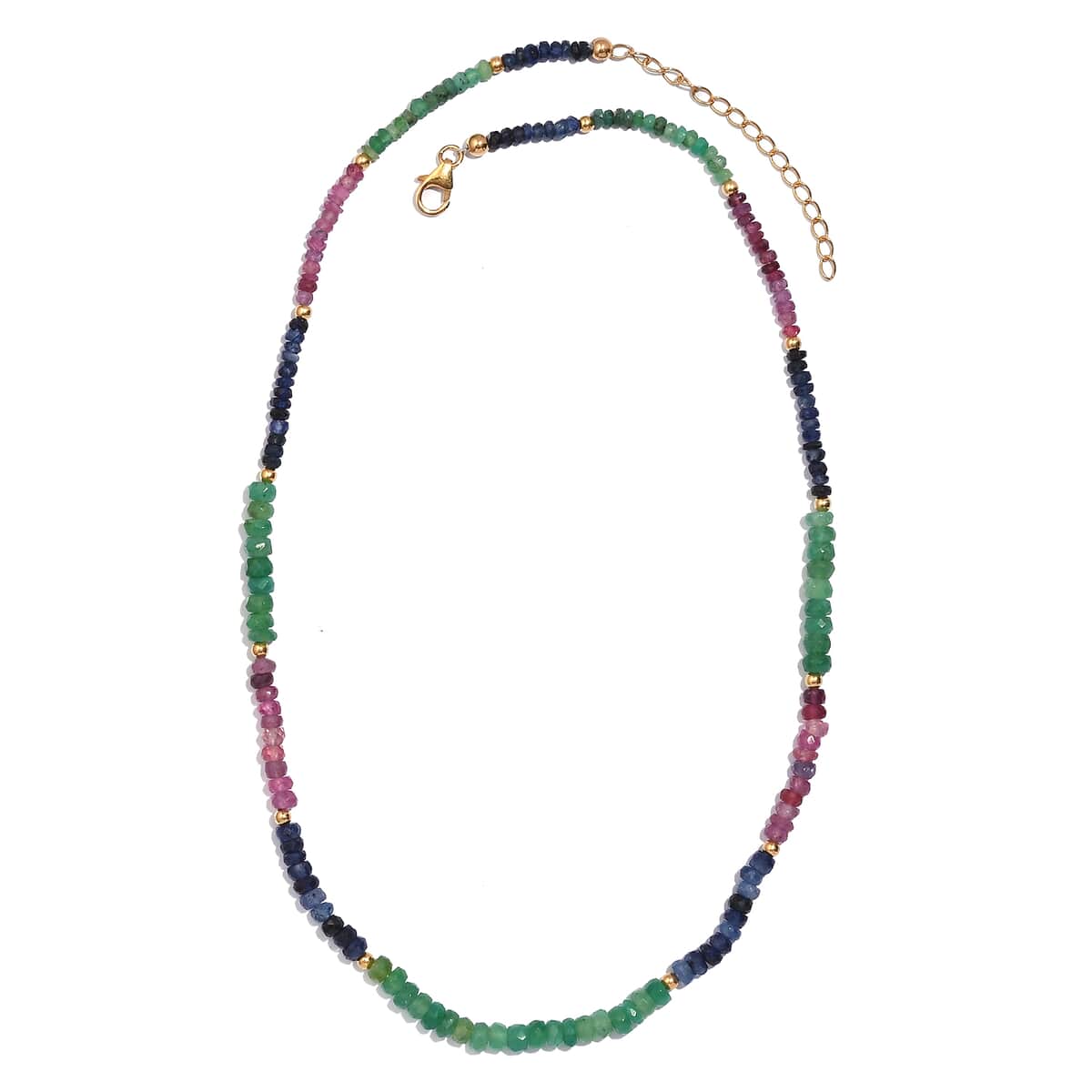 Multi Sapphire Beaded 60 ctw Necklace 18 Inches in Vermeil Yellow Gold Over Sterling Silver image number 3