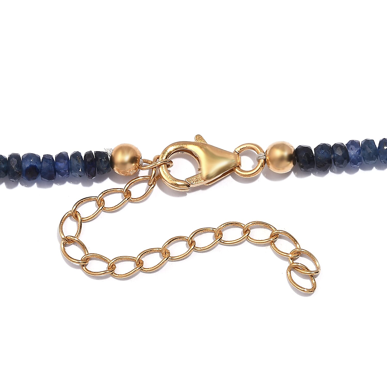 Multi Sapphire Beaded 60 ctw Necklace 18 Inches in Vermeil Yellow Gold Over Sterling Silver