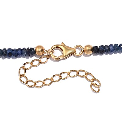 Multi Sapphire Beaded 60 ctw Necklace 18 Inches in Vermeil Yellow Gold Over Sterling Silver