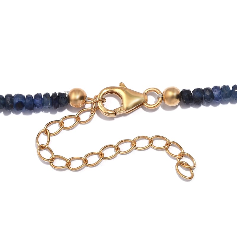 Multi Sapphire Beaded 60 ctw Necklace 18 Inches in Vermeil Yellow Gold Over Sterling Silver