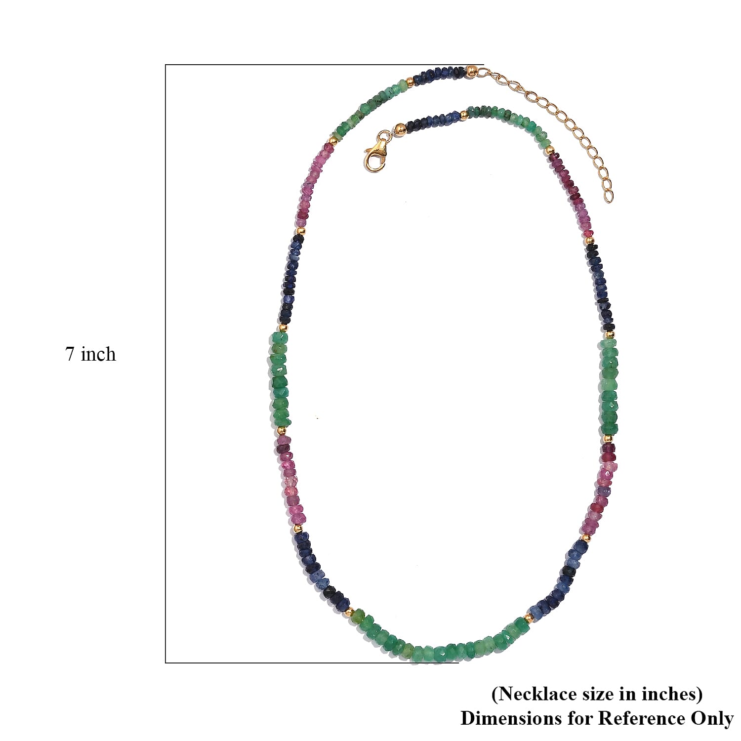 Multi Sapphire Beaded 60 ctw Necklace 18 Inches in Vermeil Yellow Gold Over Sterling Silver