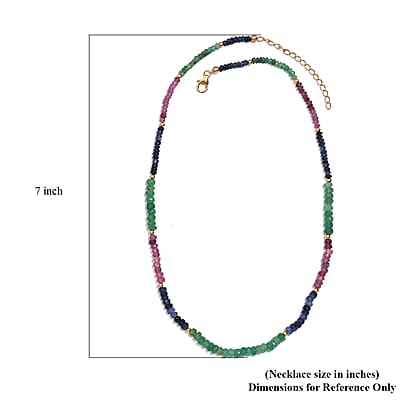 Multi Sapphire Beaded 60 ctw Necklace 18 Inches in Vermeil Yellow Gold Over Sterling Silver
