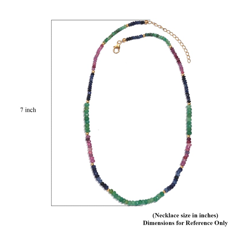 Multi Sapphire Beaded 60 ctw Necklace 18 Inches in Vermeil Yellow Gold Over Sterling Silver